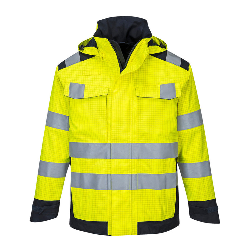 Laden Sie das Bild in Galerie -Viewer, Modaflame Rain Multinorm Jacke mit Lichtbogen Schutz - MV70