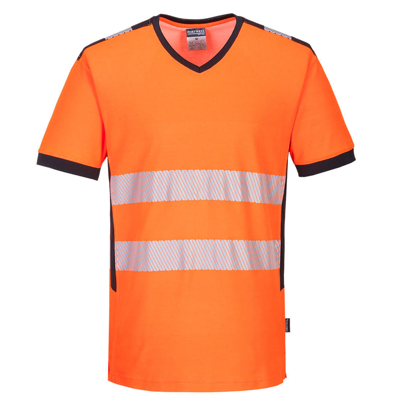 Laden Sie das Bild in Galerie -Viewer, PW3 Warnschutz-T-Shirt mit V-Ausschnitt und Mesh Einsatz kurzarm - PW310