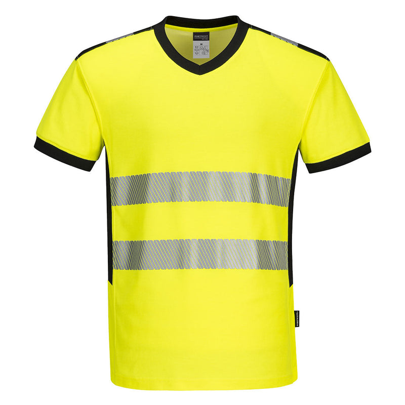 Laden Sie das Bild in Galerie -Viewer, PW3 Warnschutz-T-Shirt mit V-Ausschnitt und Mesh Einsatz kurzarm - PW310