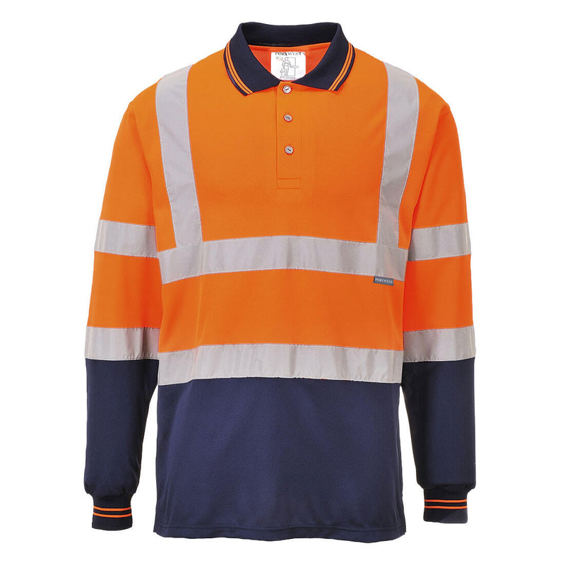 Laden Sie das Bild in Galerie -Viewer, Warnschutz Kontrast Poloshirt langarm - S279