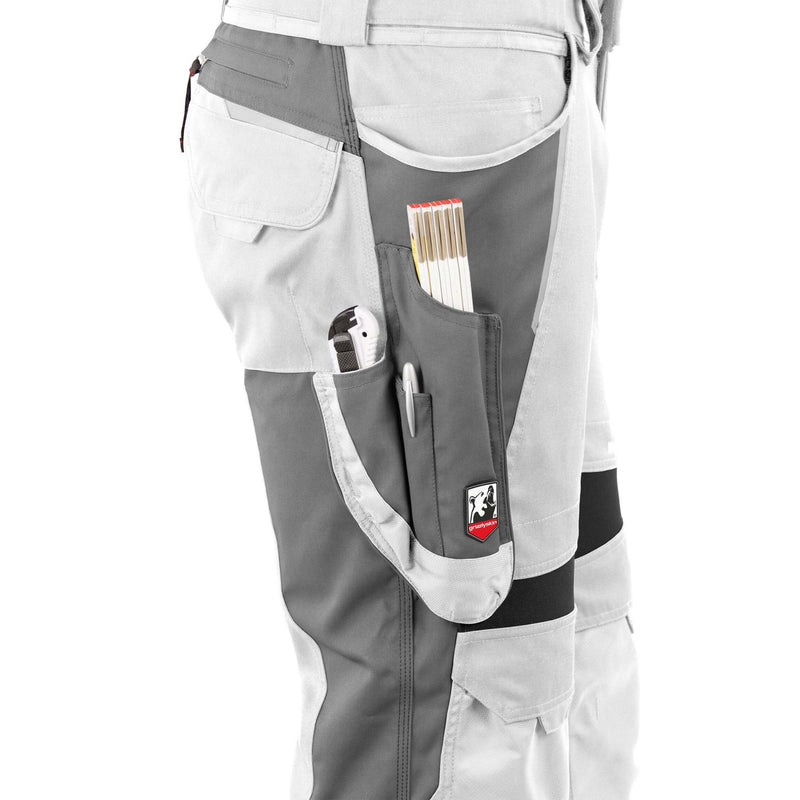 Laden Sie das Bild in Galerie -Viewer, Latzhose IRON Men - Grau/Weiß