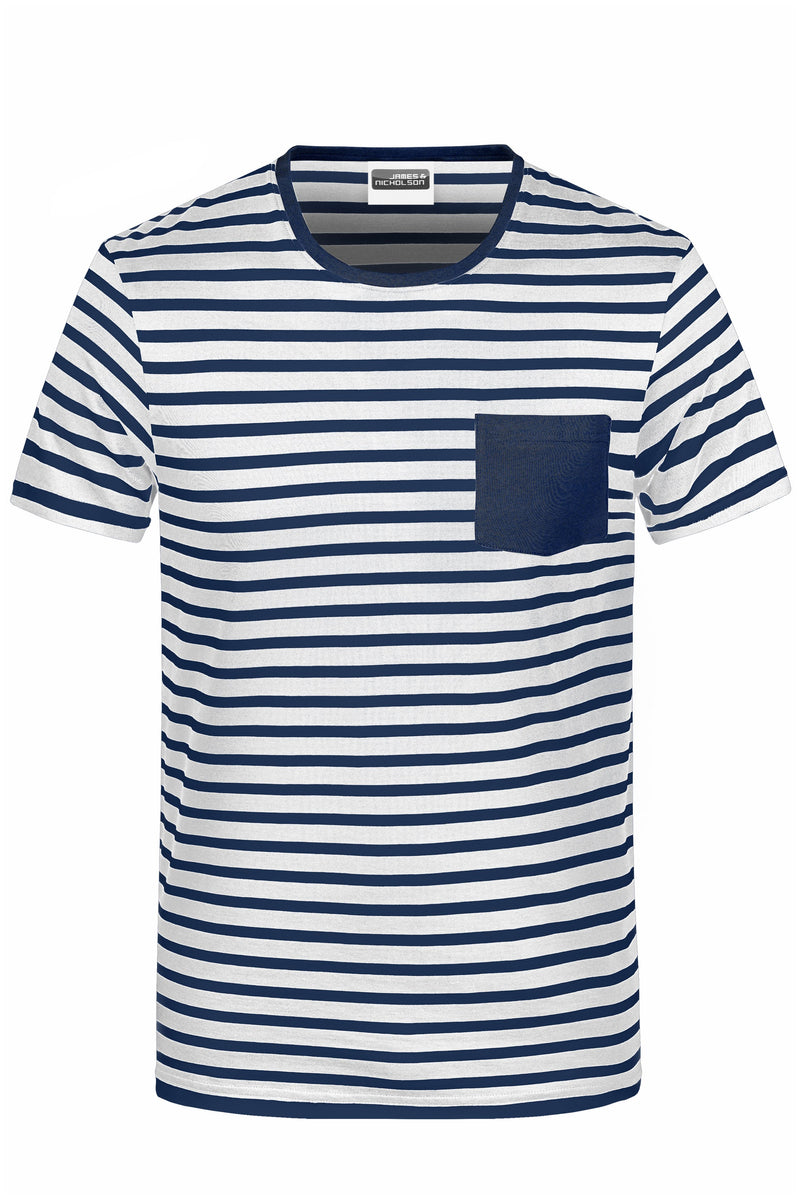 Laden Sie das Bild in Galerie -Viewer, T-Shirt in maritimem Look mit Brusttasche - 8028