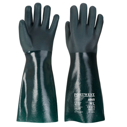 Doppelt Getauchter PVC Chmiekalienschutz-Handschuh Mit 45cm Stulpe - A845