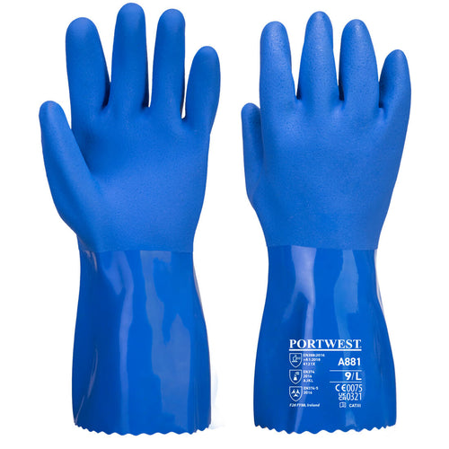 Blauer PVC Chemikalien Schutzhandschuh - A881