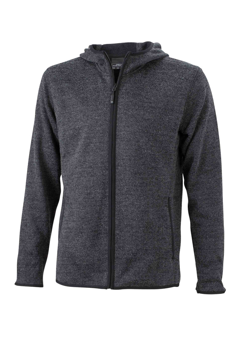 Laden Sie das Bild in Galerie -Viewer, Kapuzenjacke aus Strickfleece in Melangeoptik - Herren - JN589