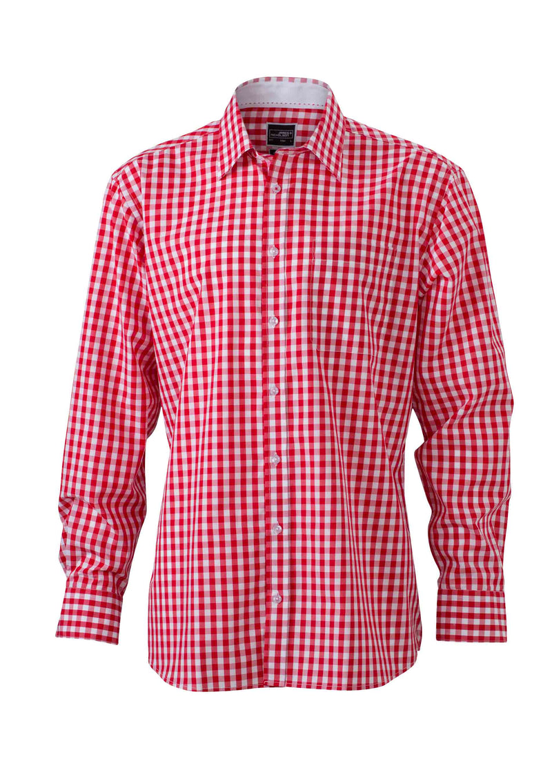 Laden Sie das Bild in Galerie -Viewer, Modisches Karoshirt mit Uni-Einsätzen an Kragen und Manschette - JN617