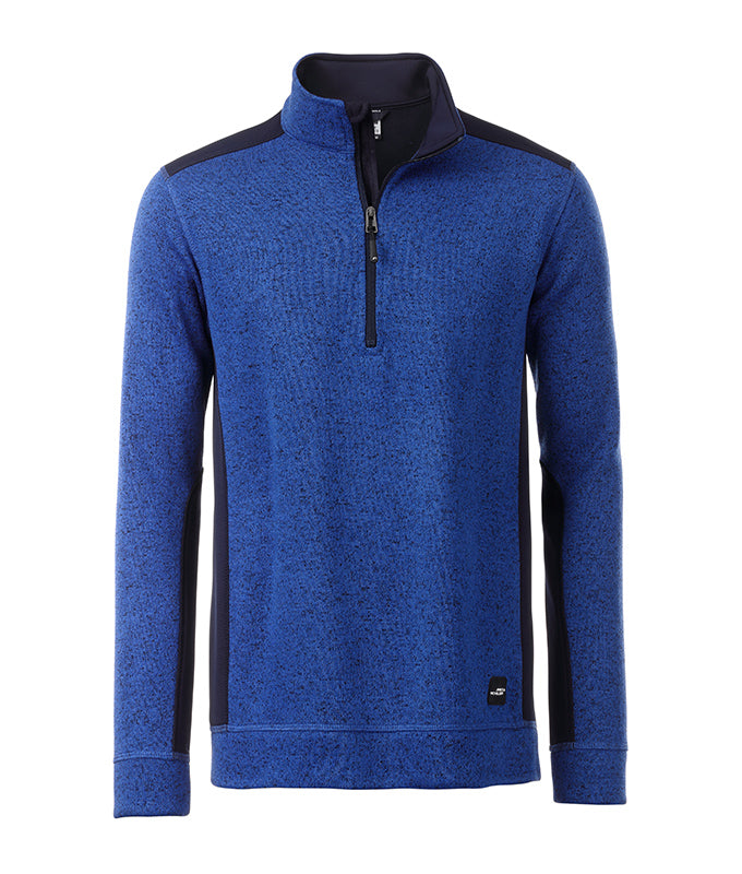 Laden Sie das Bild in Galerie -Viewer, Pflegeleichter Strickfleece Troyer im Materialmix - JN864