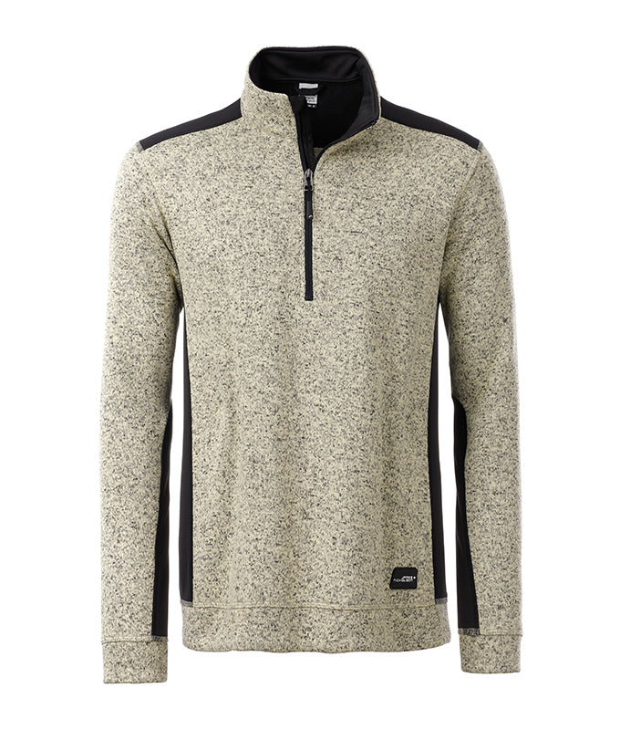 Laden Sie das Bild in Galerie -Viewer, Pflegeleichter Strickfleece Troyer im Materialmix - JN864