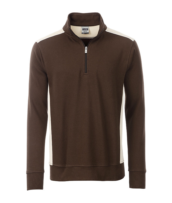 Laden Sie das Bild in Galerie -Viewer, Sweatshirt mit Stehkragen, Reißverschluss und Kontrasteinsätzen - JN868