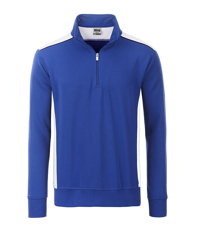 Laden Sie das Bild in Galerie -Viewer, Sweatshirt mit Stehkragen, Reißverschluss und Kontrasteinsätzen - JN868