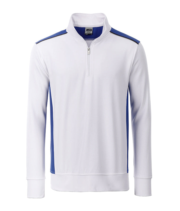 Laden Sie das Bild in Galerie -Viewer, Sweatshirt mit Stehkragen, Reißverschluss und Kontrasteinsätzen - JN868