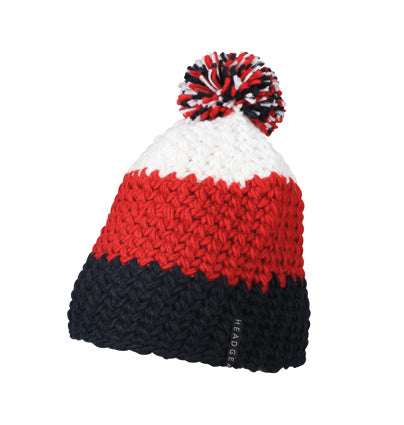 Laden Sie das Bild in Galerie -Viewer, Angesagte 3-farbige Häkelmütze mit Pompon - MB7940