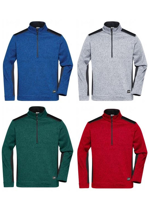 Laden Sie das Bild in Galerie -Viewer, Pflegeleichter Strickfleece Troyer im Materialmix - JN864