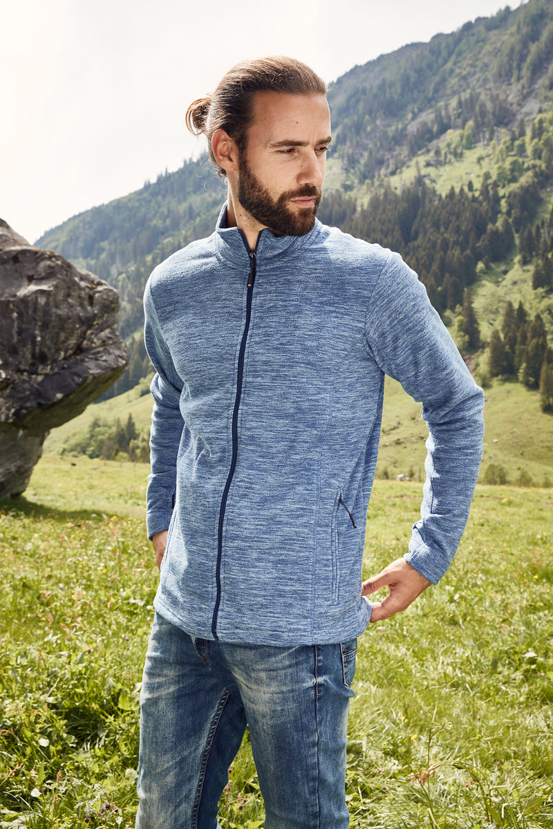 Laden Sie das Bild in Galerie -Viewer, Herren Fleecejacke in modischer Melange-Optik - JN770