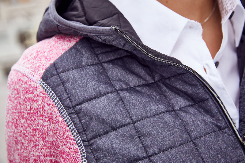 Laden Sie das Bild in Galerie -Viewer, Strickfleecejacke im stylischen Materialmix - JN771