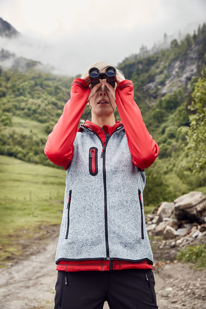 Laden Sie das Bild in Galerie -Viewer, Strickfleece Weste mit Stehkragen - JN773