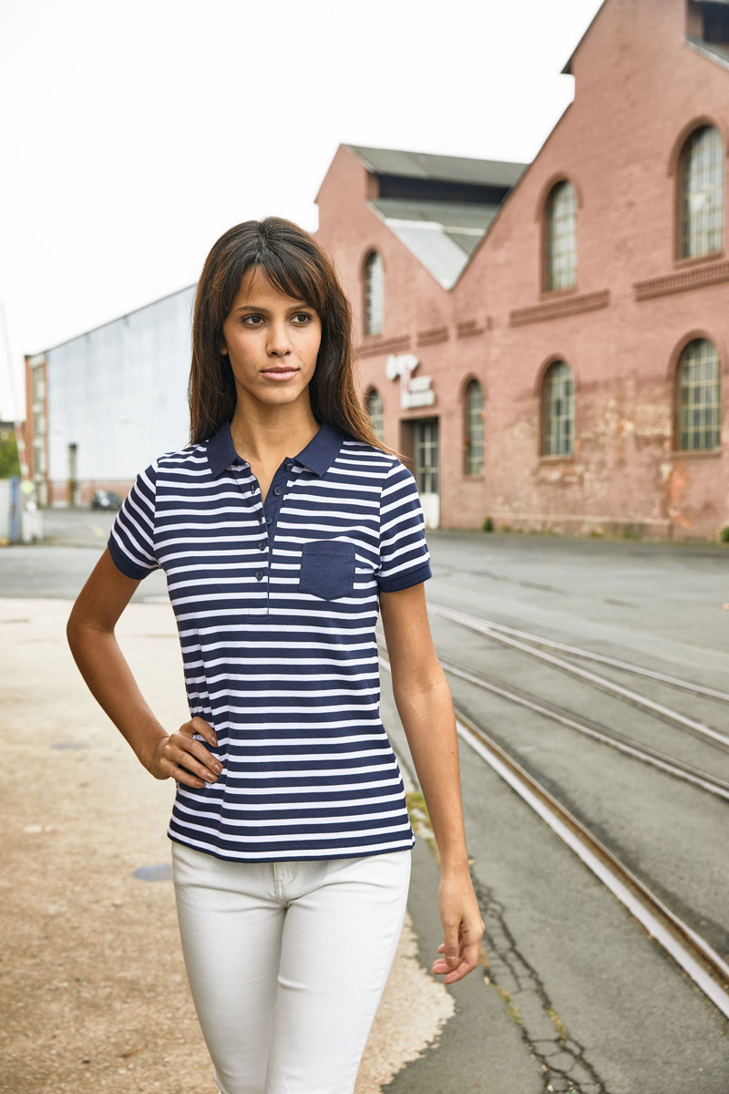 Laden Sie das Bild in Galerie -Viewer, Polo in maritimem Look mit Brusttasche - 8029