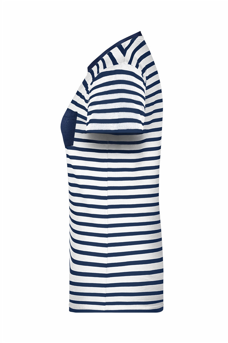 Laden Sie das Bild in Galerie -Viewer, T-Shirt in maritimem Look mit Brusttasche - 8027