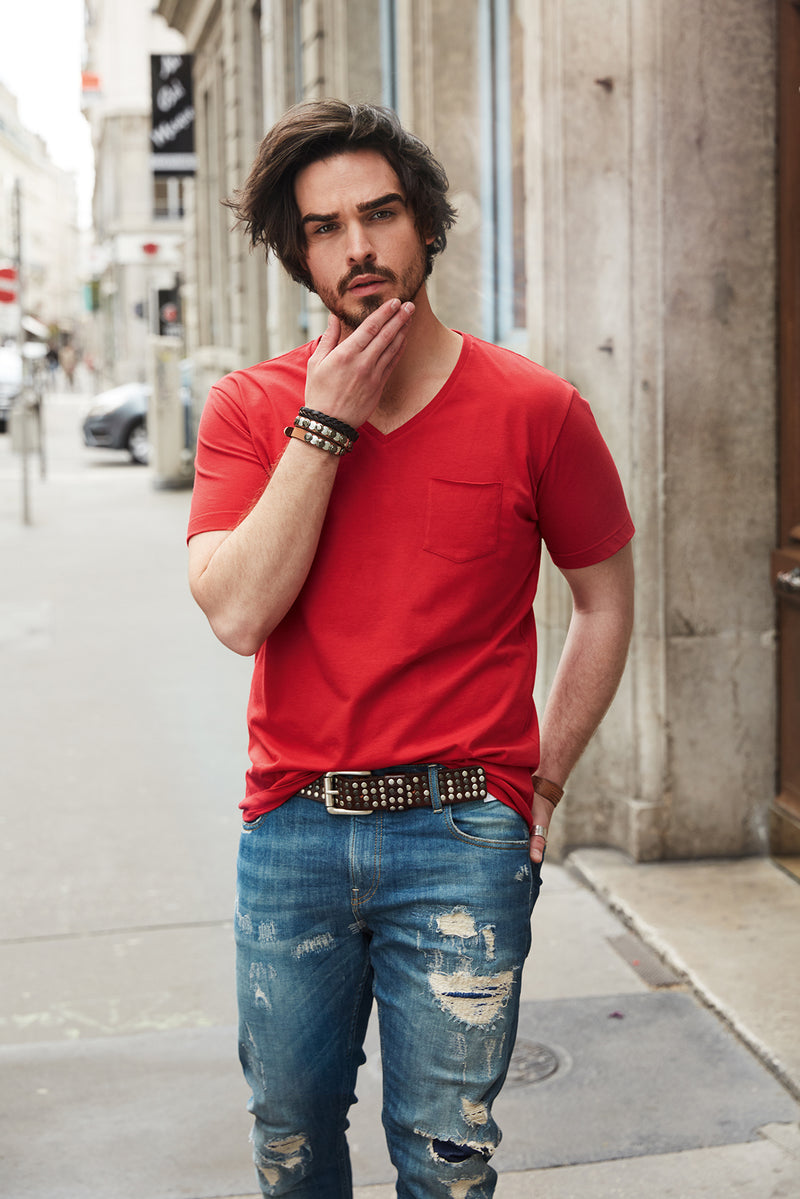 Laden Sie das Bild in Galerie -Viewer, T-Shirt mit modischer Brusttasche - 8004