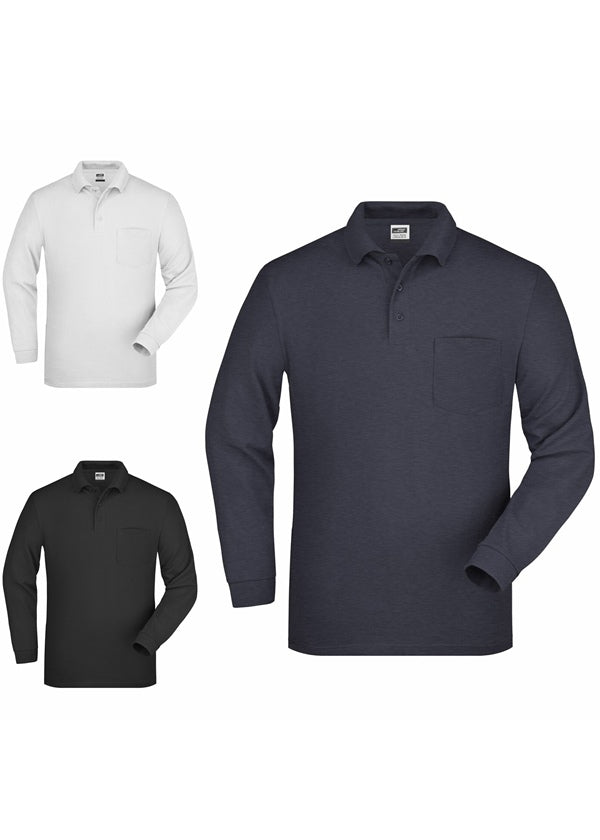 Laden Sie das Bild in Galerie -Viewer, Langarm-Polohemd mit Brusttasche - JN029