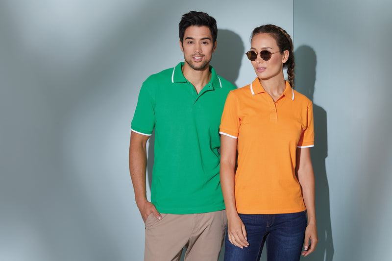 Laden Sie das Bild in Galerie -Viewer, Hochwertiges Piqué-Polohemd mit Kontraststreifen - Herren - JN034