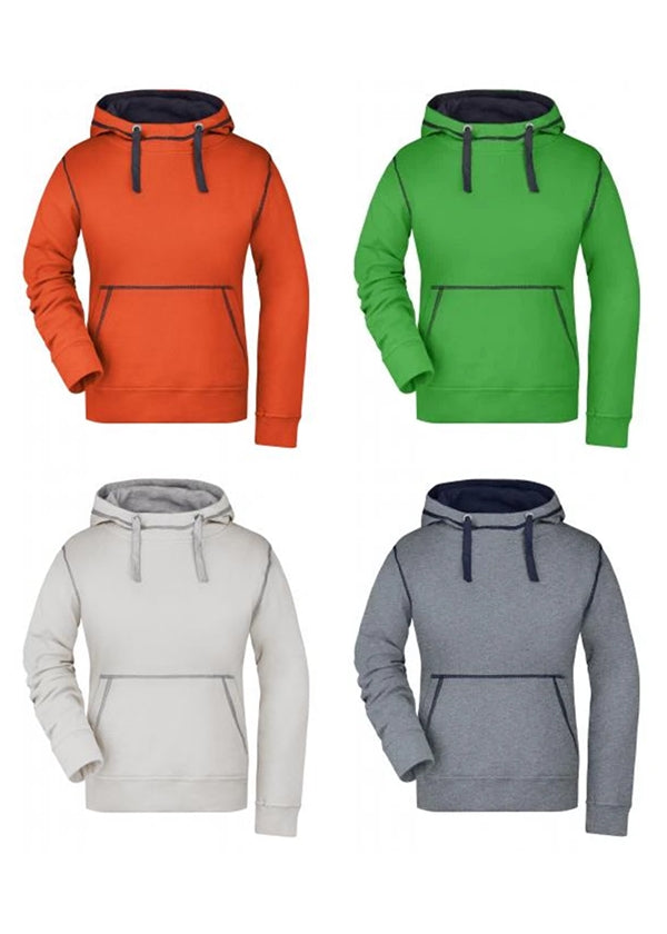 Laden Sie das Bild in Galerie -Viewer, Kapuzensweat mit modischen Kontrastnähten - Damen - JN960