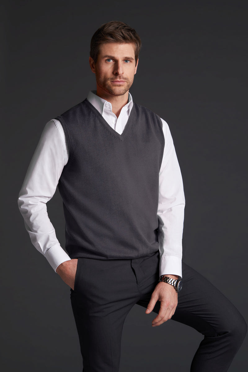 Laden Sie das Bild in Galerie -Viewer, Klassischer Baumwoll-Pullunder - Herren - JN657