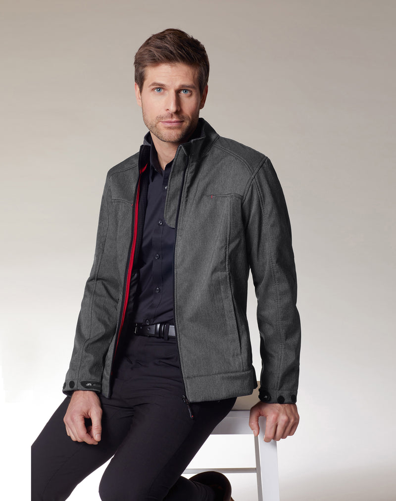 Laden Sie das Bild in Galerie -Viewer, Klassische Softshell-Jacke in Melange-Optik - Herren - JN1088