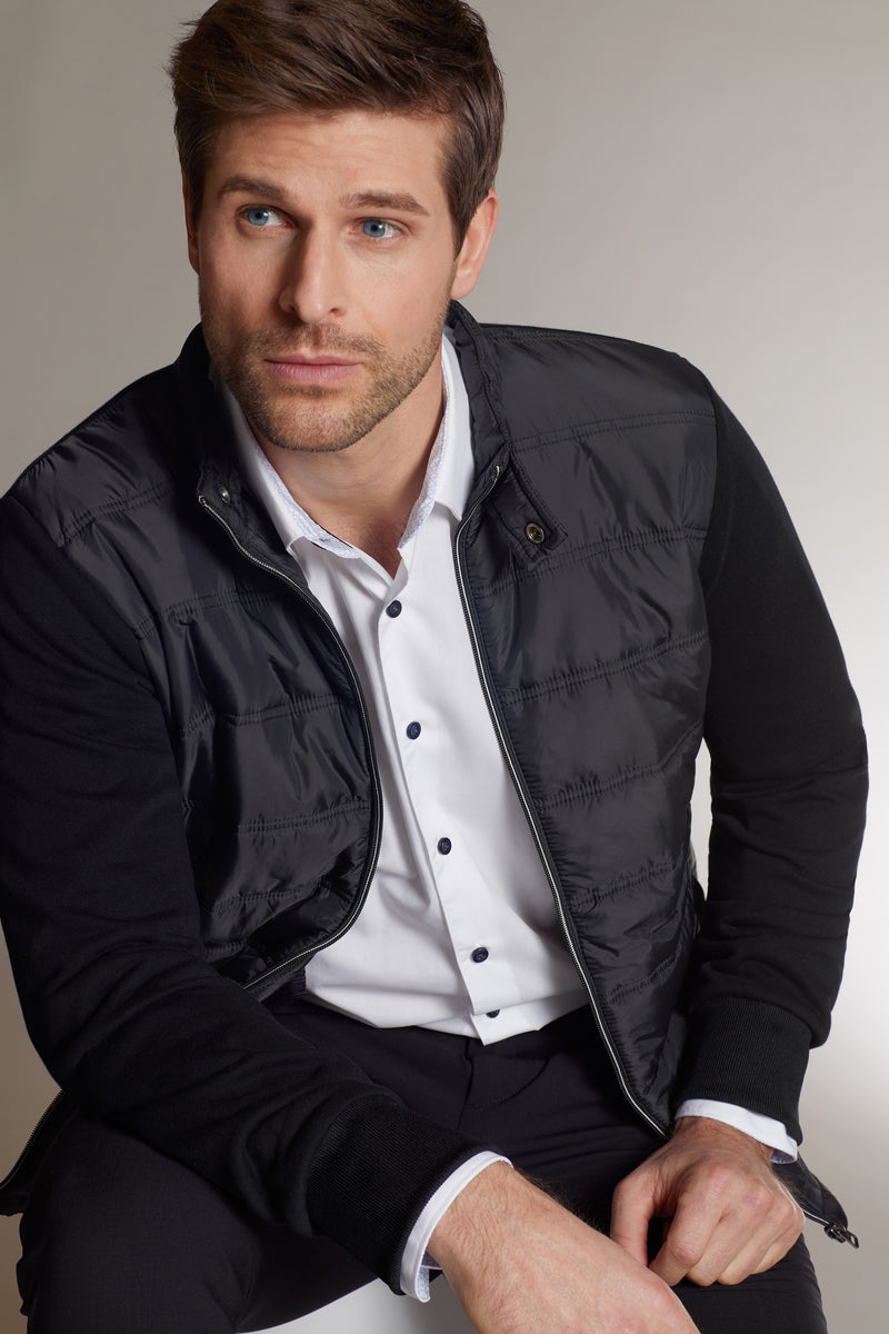 Laden Sie das Bild in Galerie -Viewer, Modische Sweat Jacke in attraktivem Materialmix - JN1124