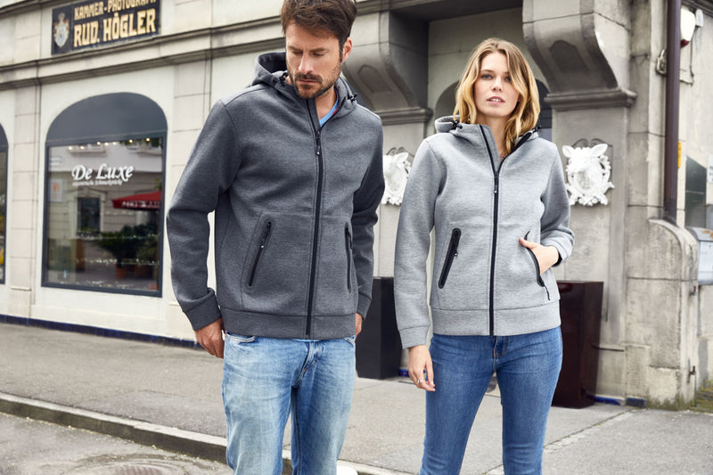 Laden Sie das Bild in Galerie -Viewer, Kapuzenjacke mit modischen Details in Melange Optik - Herren - JN1144