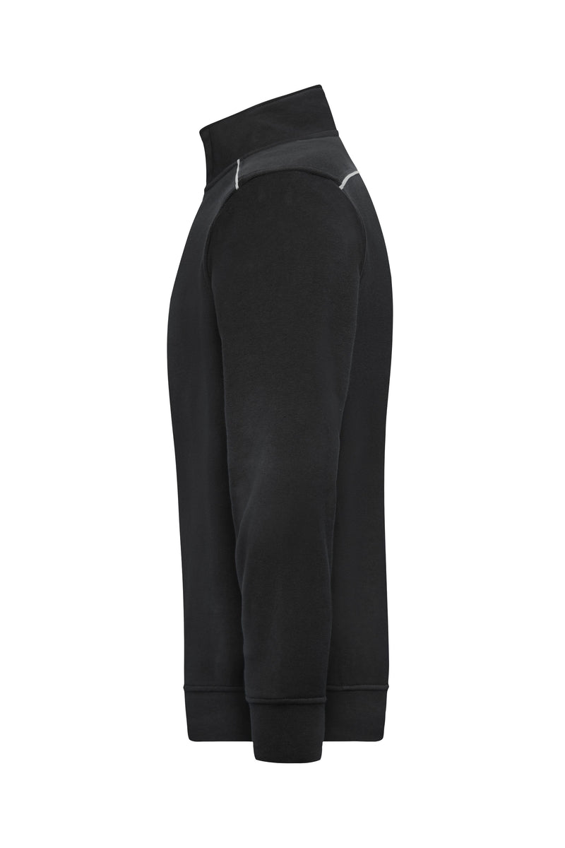 Laden Sie das Bild in Galerie -Viewer, Sweatshirt mit Stehkragen, Reißverschluss und Kontrastpaspel - JN895