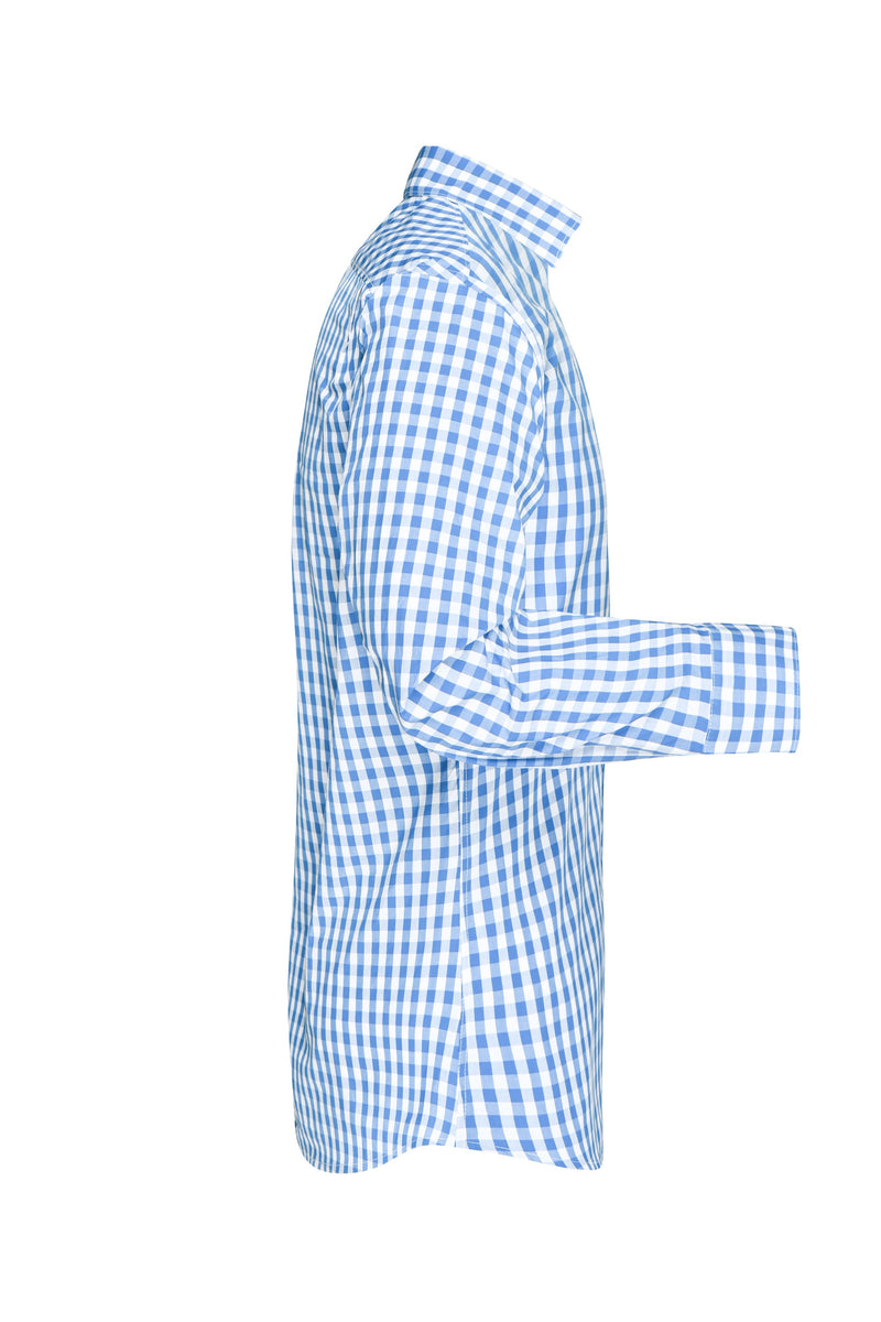 Laden Sie das Bild in Galerie -Viewer, Modisches Karoshirt mit Uni-Einsätzen an Kragen und Manschette - JN617