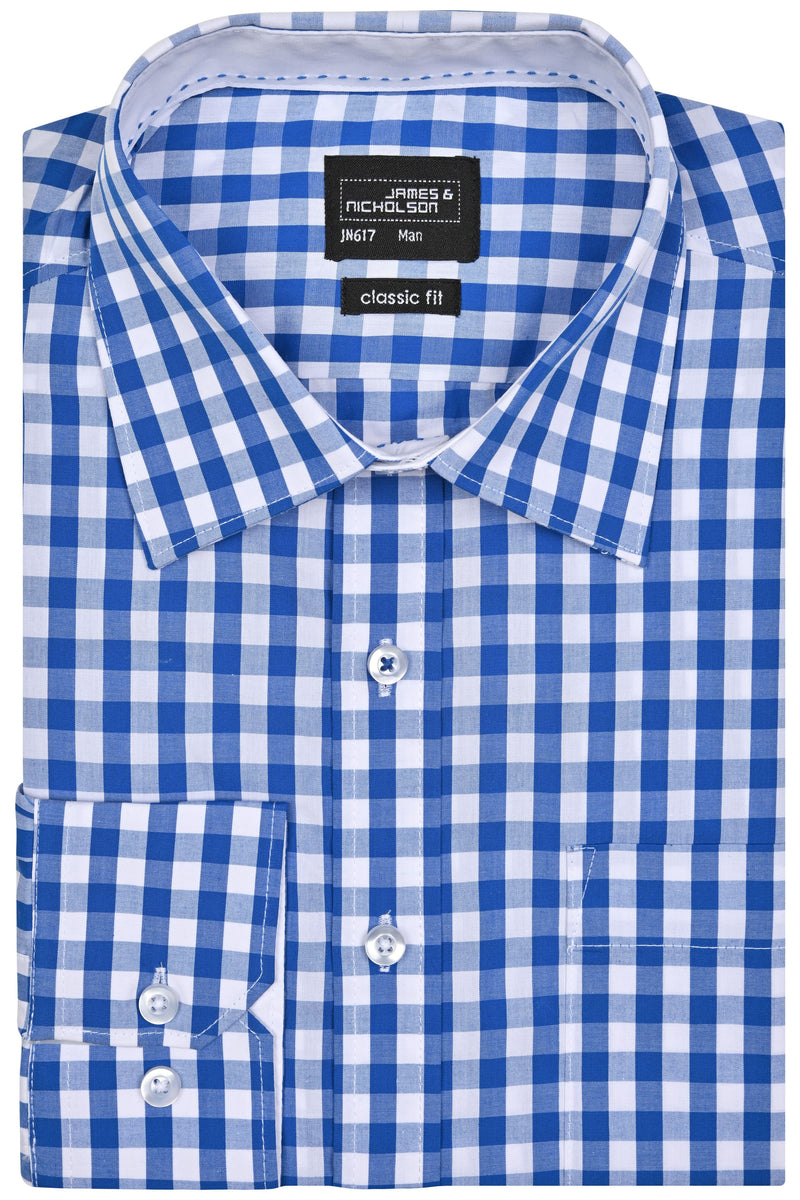 Laden Sie das Bild in Galerie -Viewer, Modisches Karoshirt mit Uni-Einsätzen an Kragen und Manschette - JN617