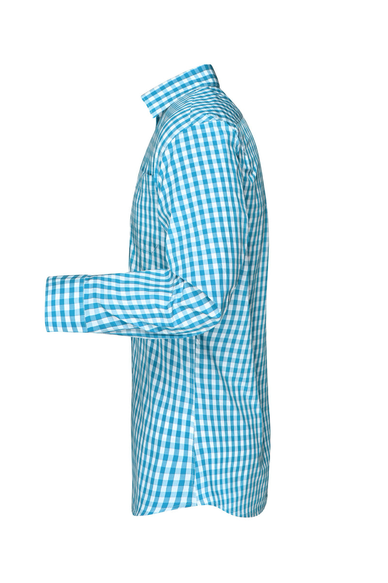 Laden Sie das Bild in Galerie -Viewer, Modisches Karoshirt mit Uni-Einsätzen an Kragen und Manschette - JN617