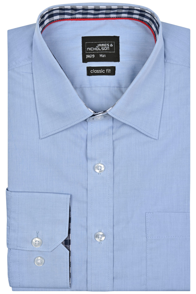 Laden Sie das Bild in Galerie -Viewer, Modisches Shirt mit Karo-Einsätzen an Kragen und Manschette - JN619