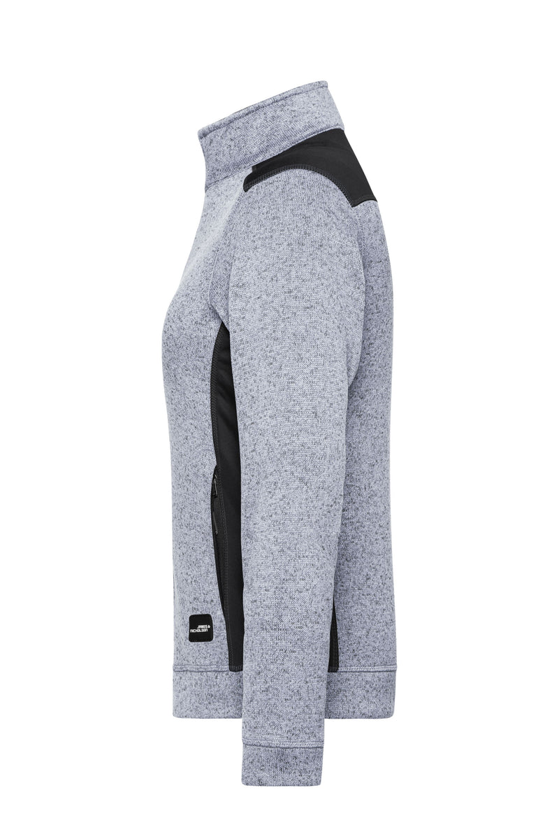 Laden Sie das Bild in Galerie -Viewer, Pflegeleichte Strickfleece Jacke im Materialmix - JN861