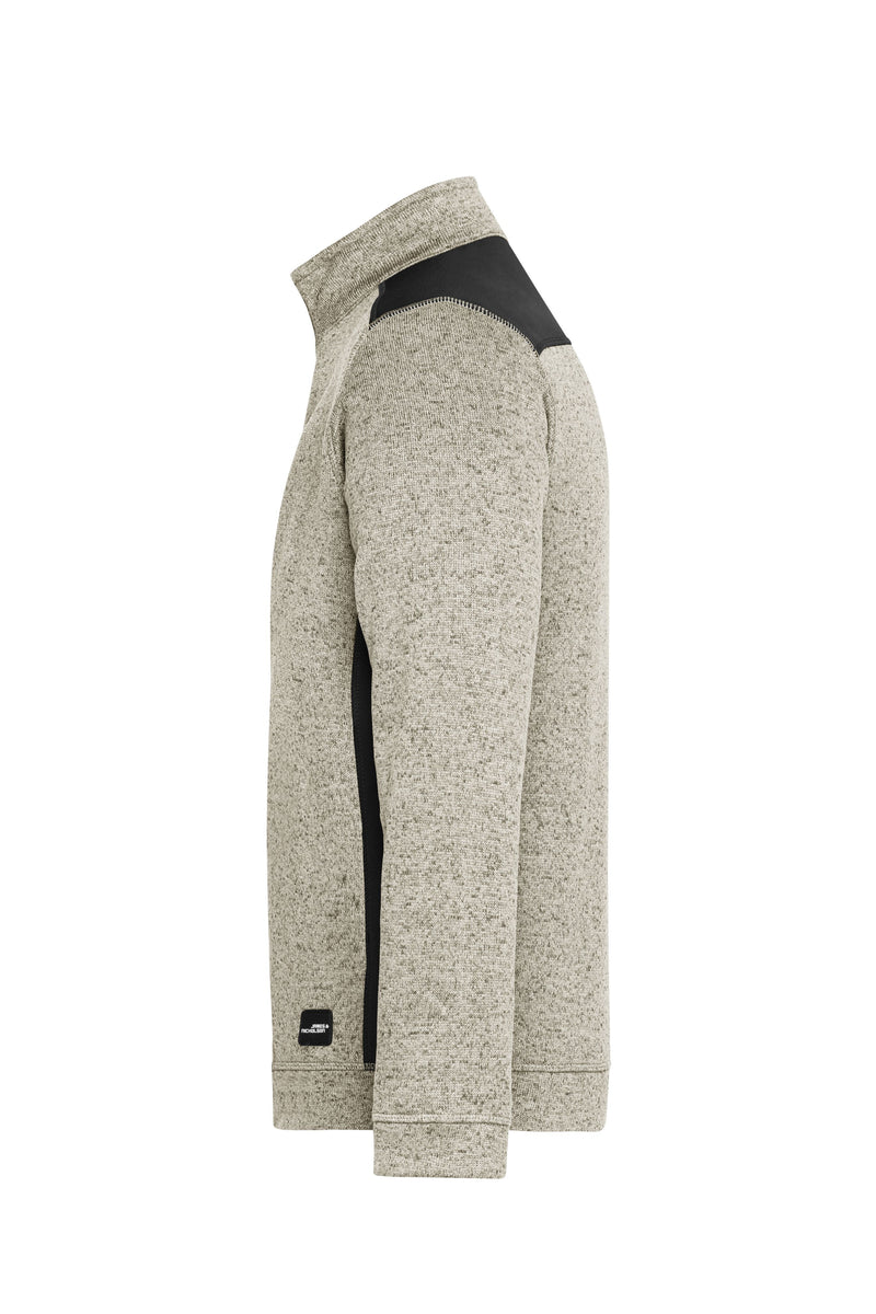 Laden Sie das Bild in Galerie -Viewer, Pflegeleichter Strickfleece Troyer im Materialmix - JN864