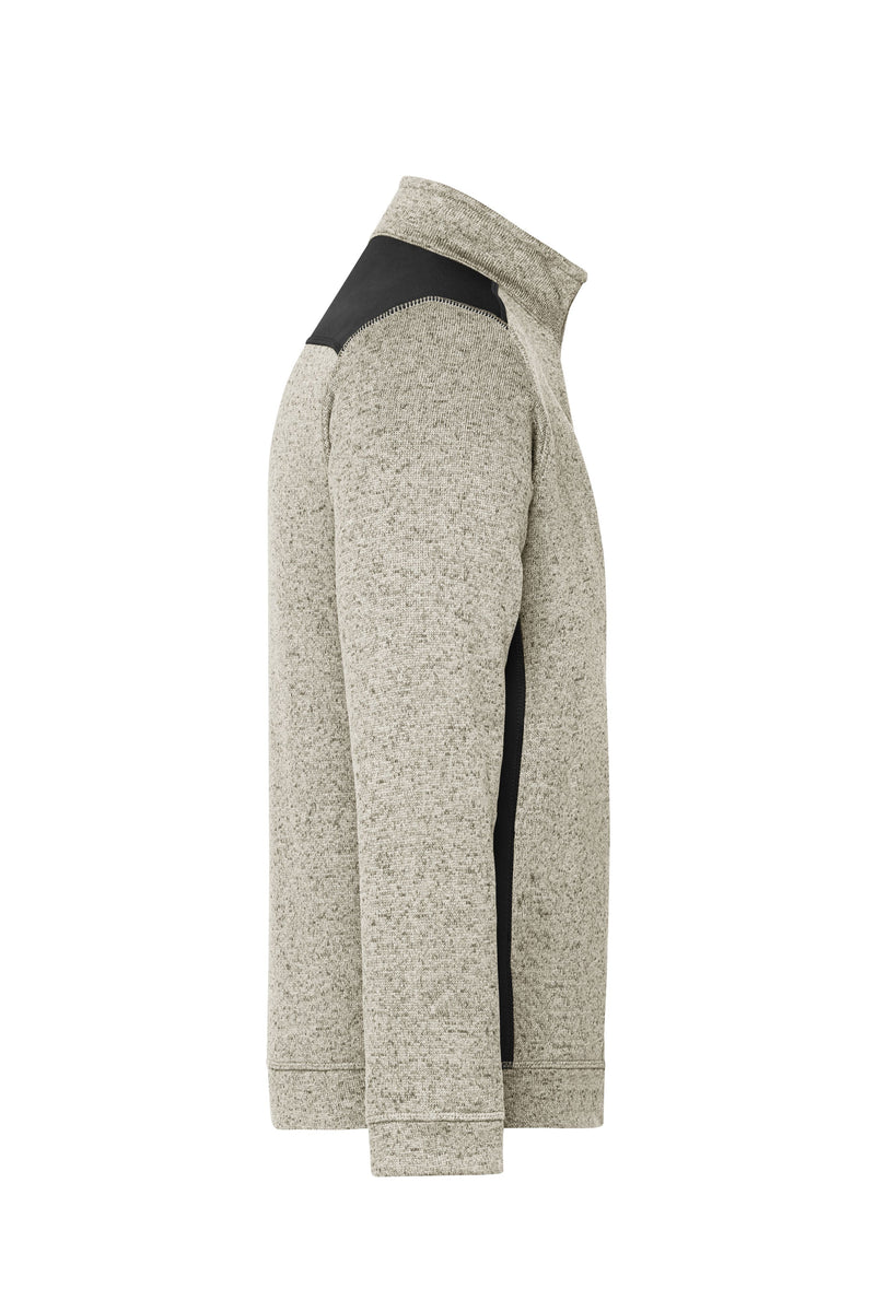 Laden Sie das Bild in Galerie -Viewer, Pflegeleichter Strickfleece Troyer im Materialmix - JN864