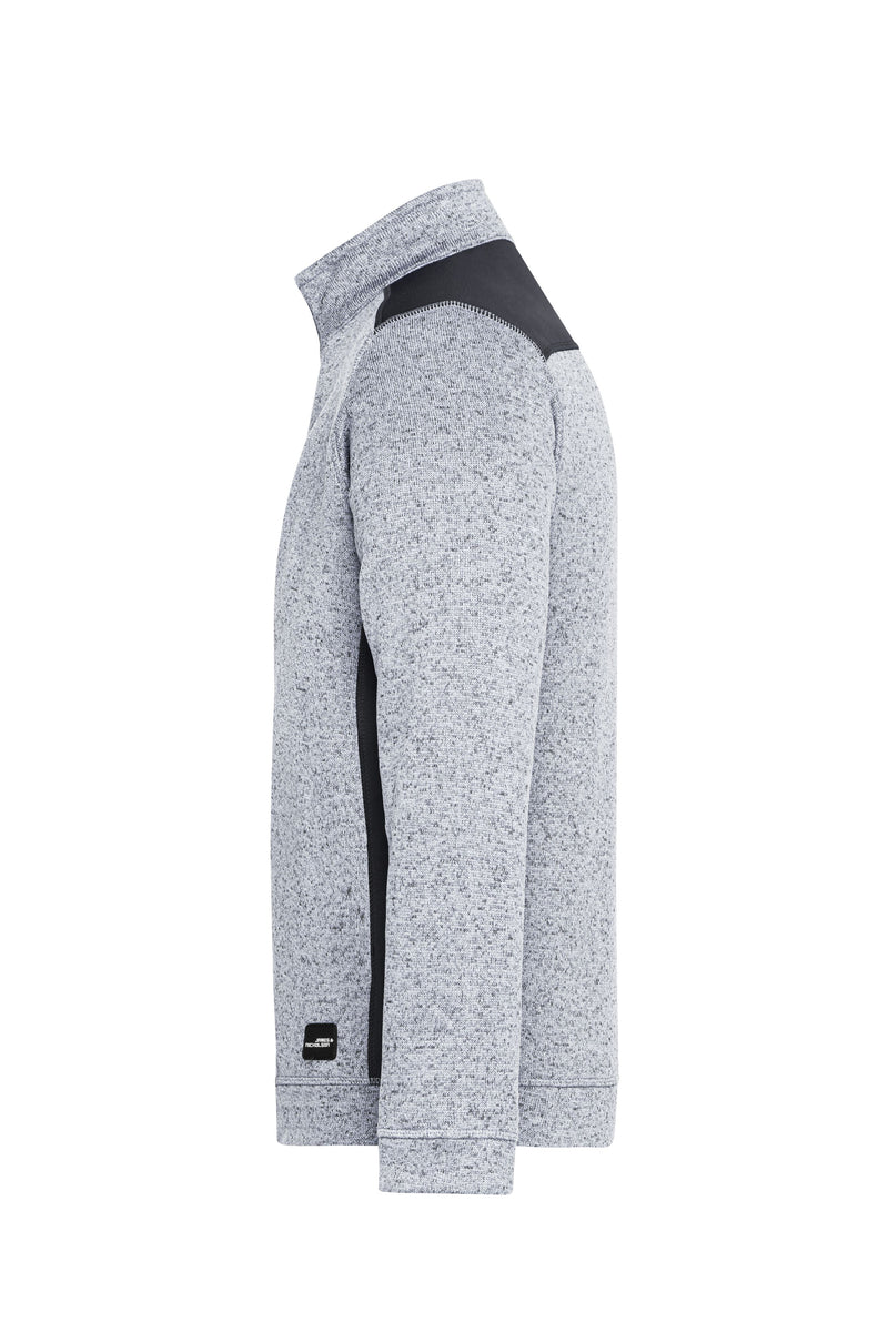 Laden Sie das Bild in Galerie -Viewer, Pflegeleichter Strickfleece Troyer im Materialmix - JN864