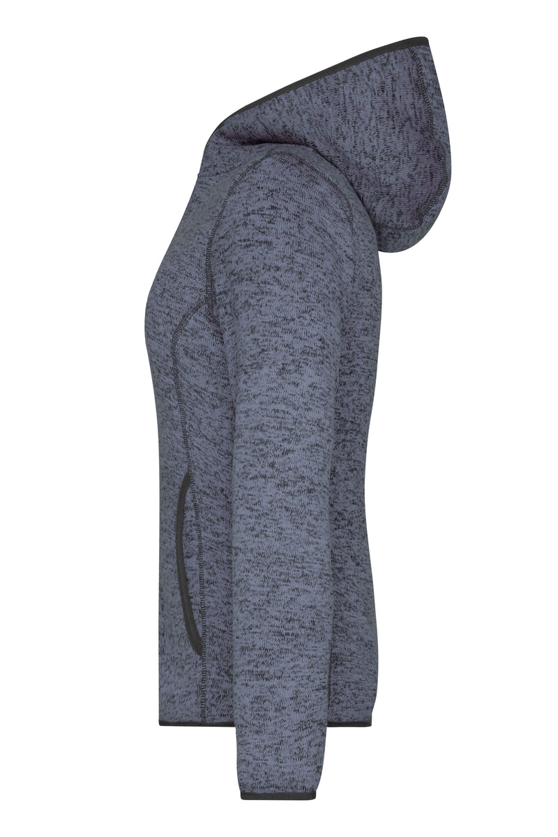 Laden Sie das Bild in Galerie -Viewer, Kapuzenjacke aus Strickfleece in Melangeoptik - Damen - JN588