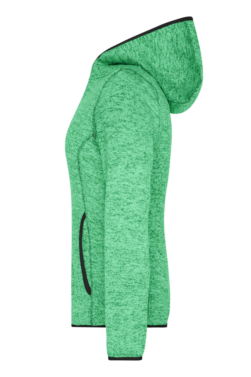 Laden Sie das Bild in Galerie -Viewer, Kapuzenjacke aus Strickfleece in Melangeoptik - Damen - JN588