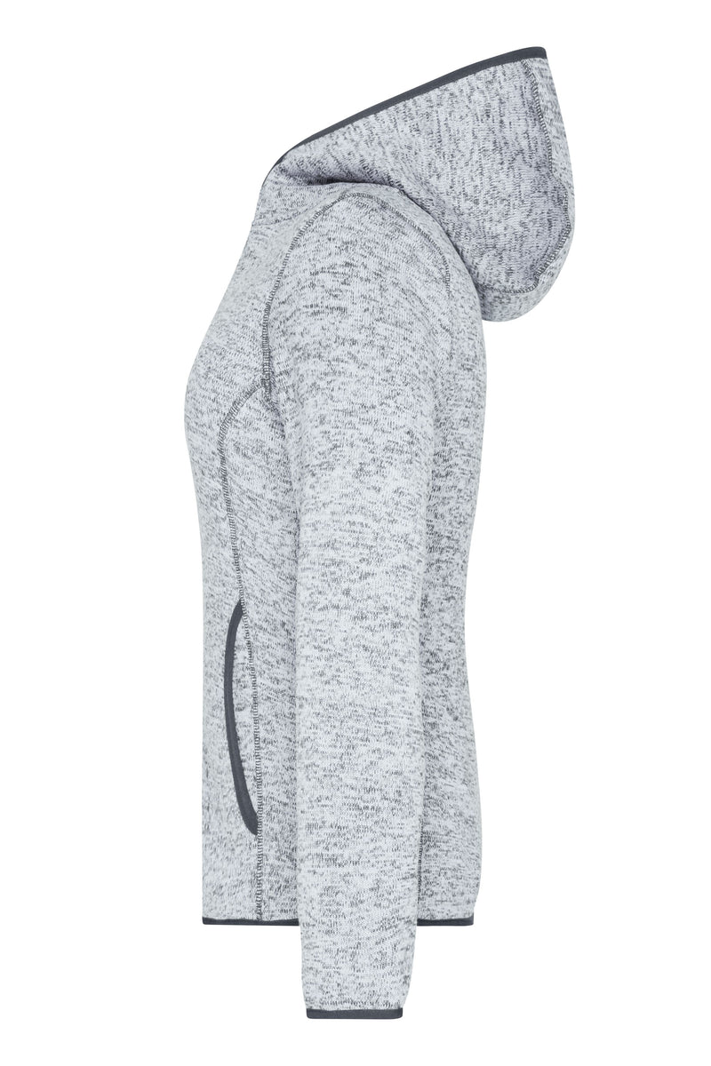 Laden Sie das Bild in Galerie -Viewer, Kapuzenjacke aus Strickfleece in Melangeoptik - Damen - JN588