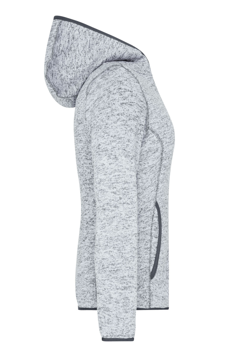 Laden Sie das Bild in Galerie -Viewer, Kapuzenjacke aus Strickfleece in Melangeoptik - Damen - JN588