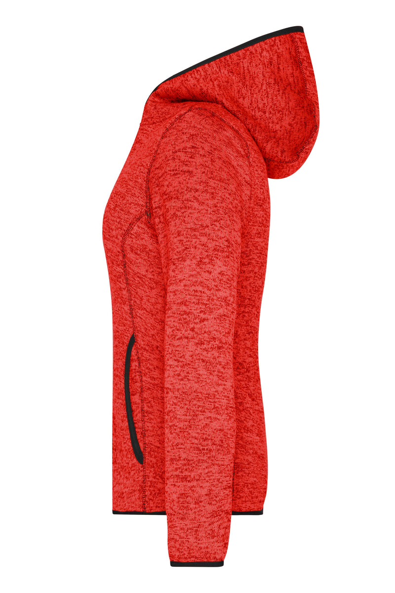 Laden Sie das Bild in Galerie -Viewer, Kapuzenjacke aus Strickfleece in Melangeoptik - Damen - JN588