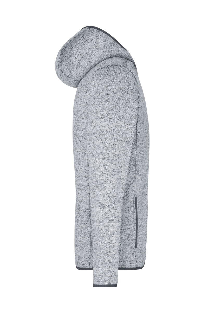 Laden Sie das Bild in Galerie -Viewer, Kapuzenjacke aus Strickfleece in Melangeoptik - Herren - JN589