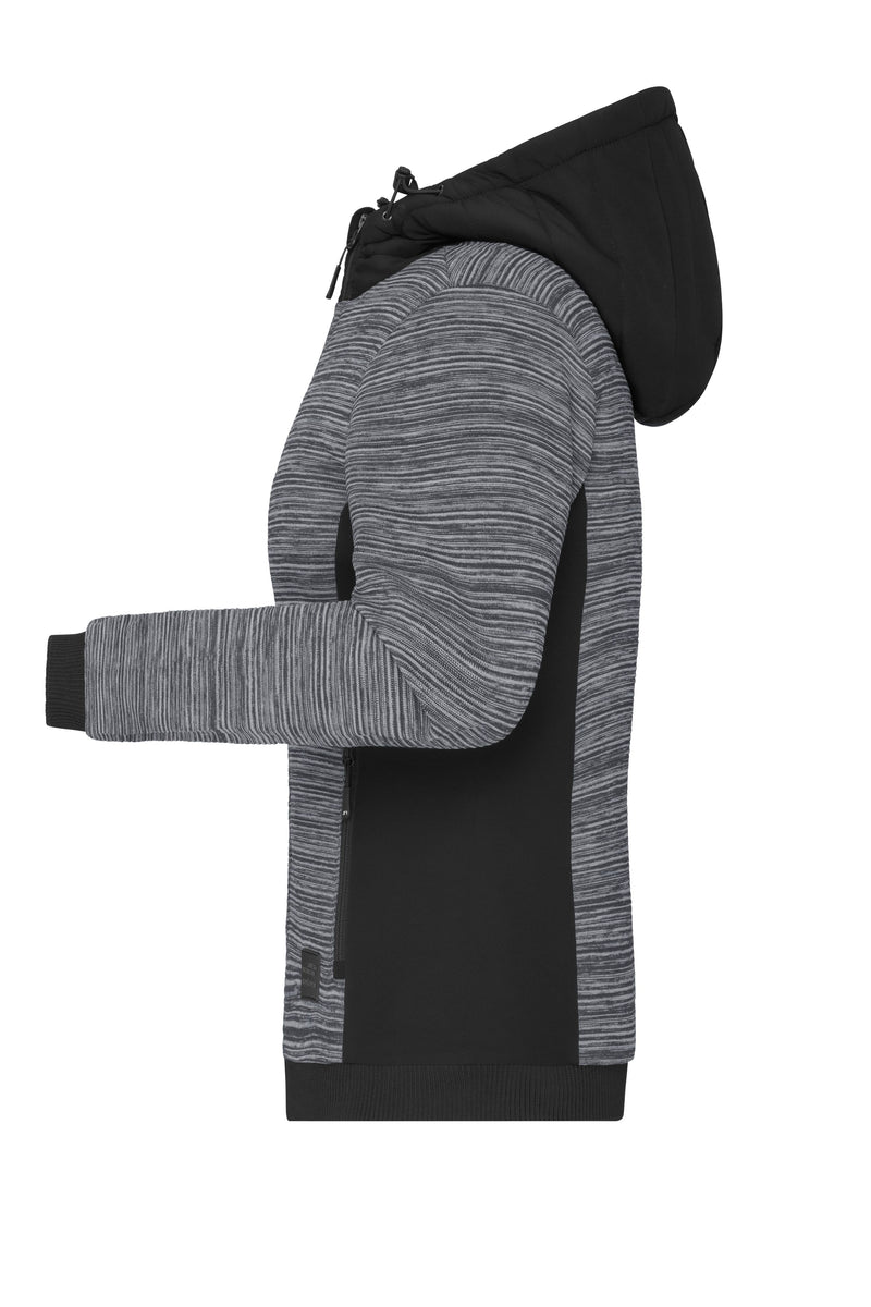 Laden Sie das Bild in Galerie -Viewer, Wattierte Strickfleece Jacke im attraktiven Materialmix - JN1843