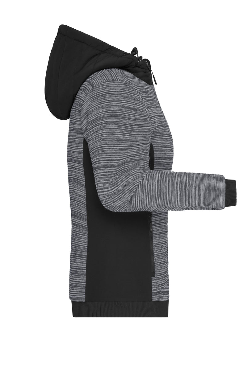 Laden Sie das Bild in Galerie -Viewer, Wattierte Strickfleece Jacke im attraktiven Materialmix - JN1843