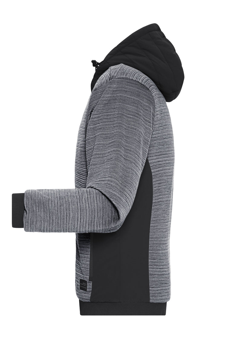 Laden Sie das Bild in Galerie -Viewer, Wattierte Strickfleece Jacke im attraktiven Materialmix - JN1844