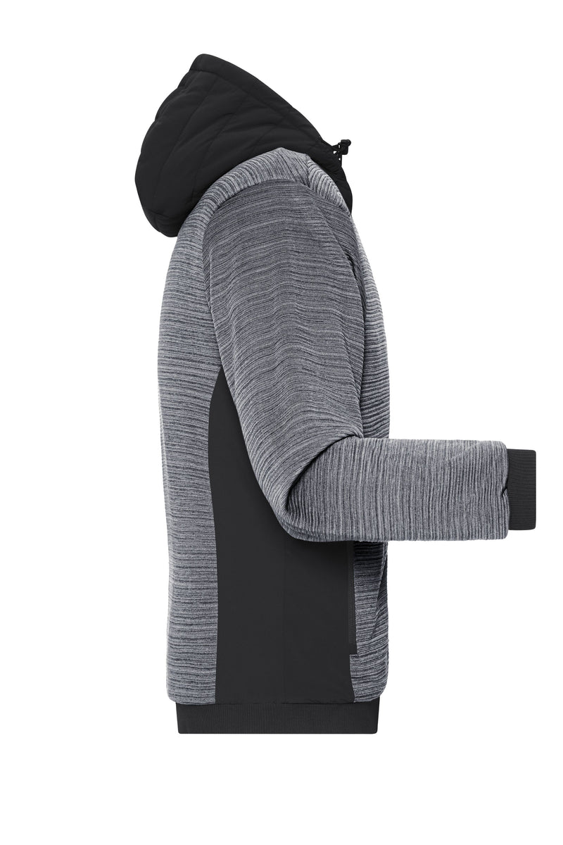 Laden Sie das Bild in Galerie -Viewer, Wattierte Strickfleece Jacke im attraktiven Materialmix - JN1844