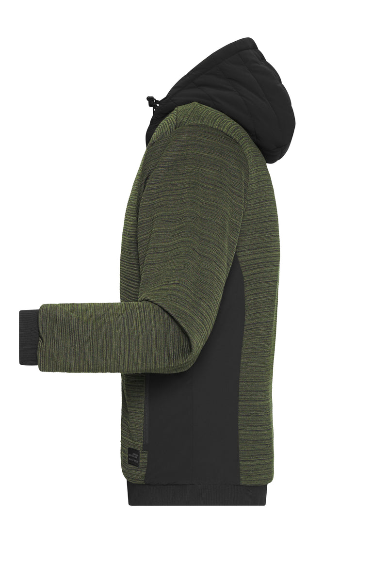 Laden Sie das Bild in Galerie -Viewer, Wattierte Strickfleece Jacke im attraktiven Materialmix - JN1844